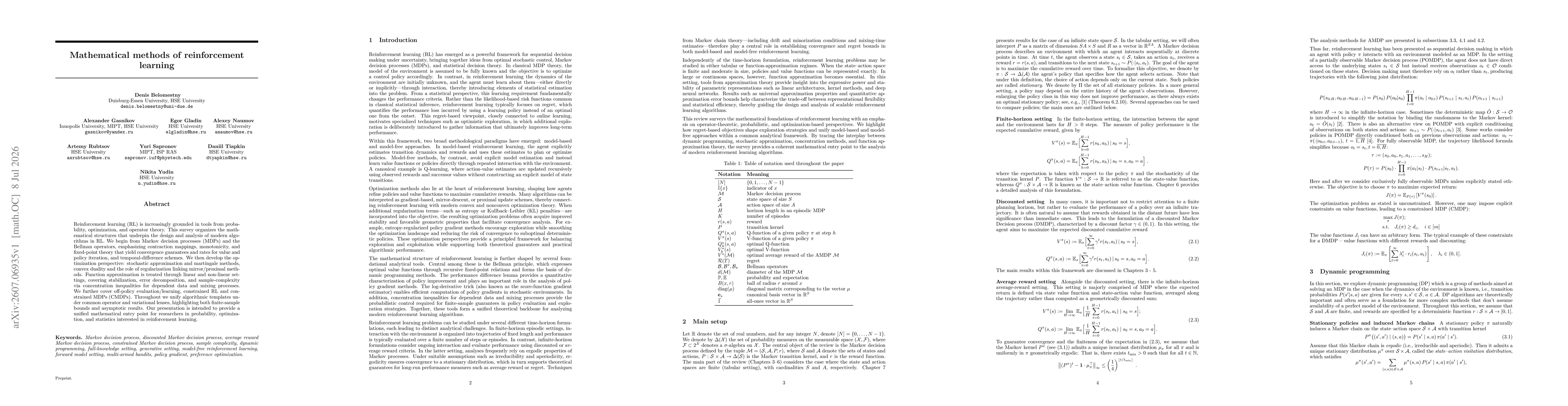 Thumbnail for Mathematical methods of reinforcement learning