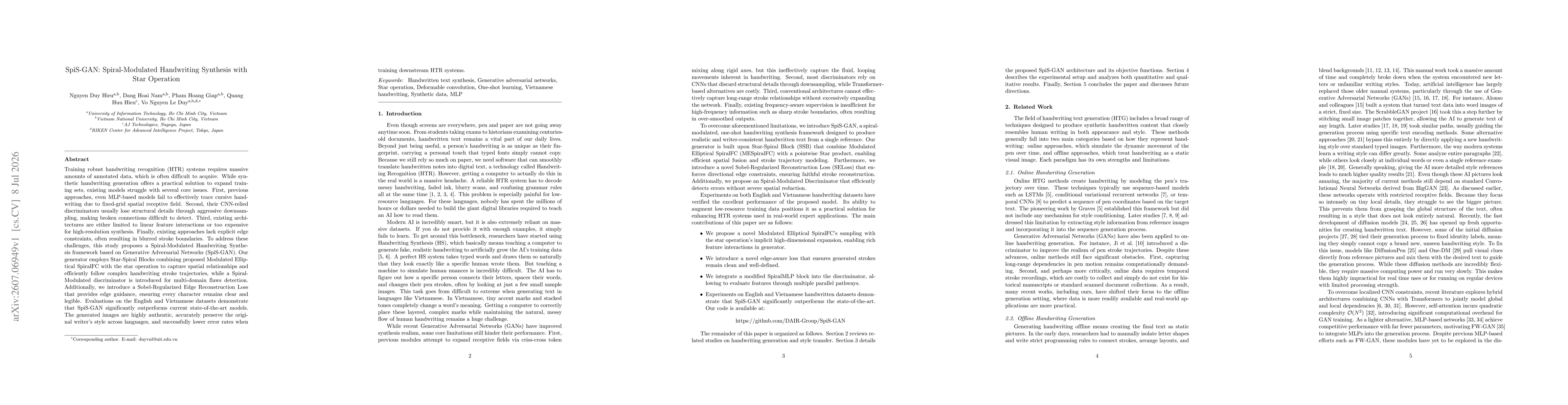 Thumbnail for SpiS-GAN: Spiral-Modulated Handwriting Synthesis with Star Operation