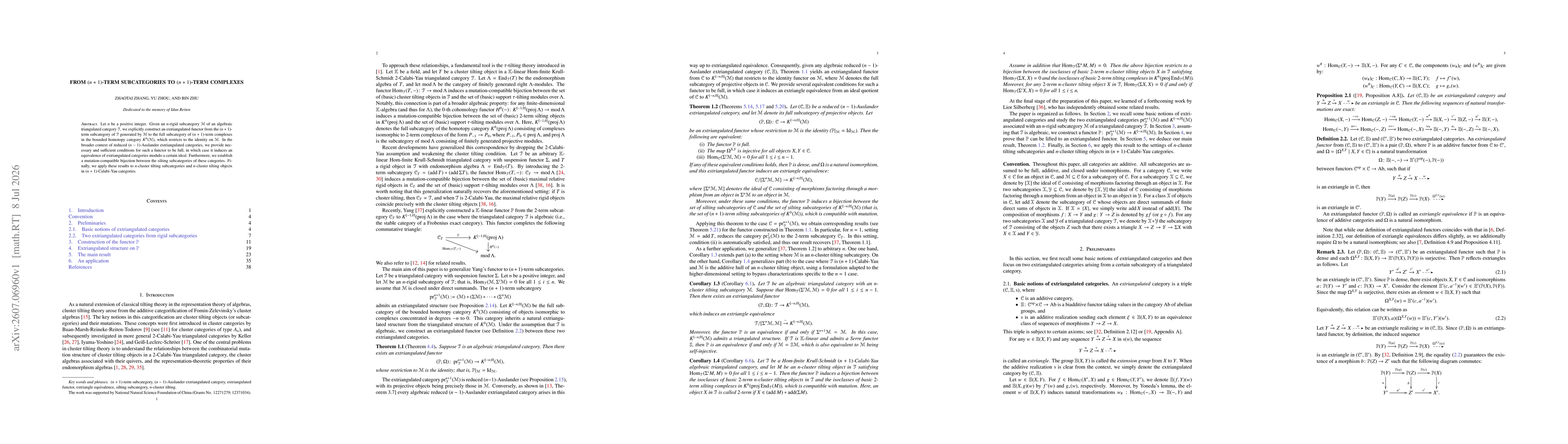 Thumbnail for From $(n+1)$-term subcategories to $(n+1)$-term complexes