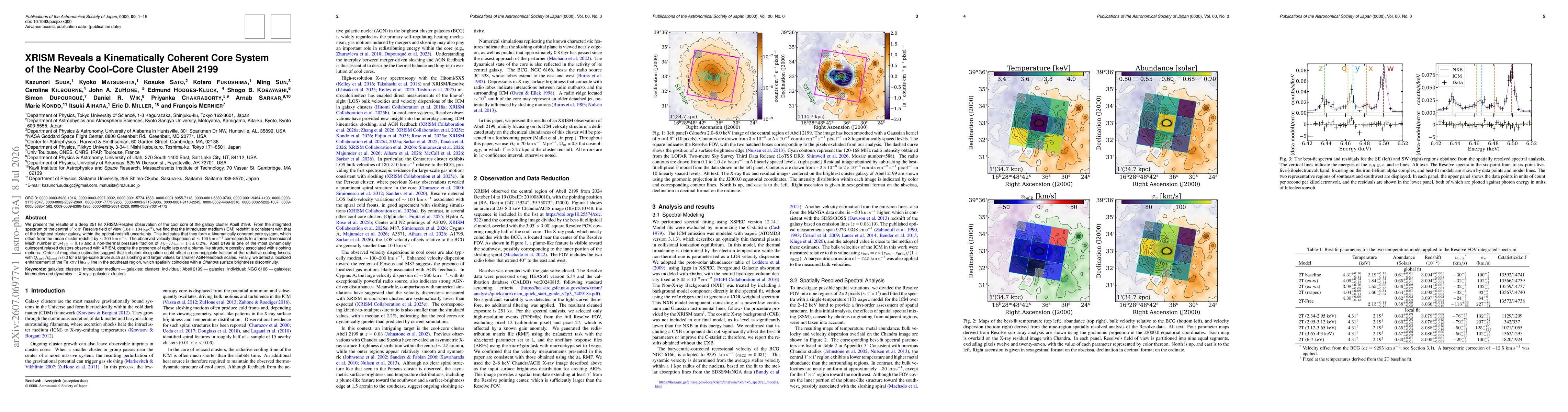 Thumbnail for XRISM Reveals a Kinematically Coherent Core System of the Nearby Cool-Core Cluster Abell 2199