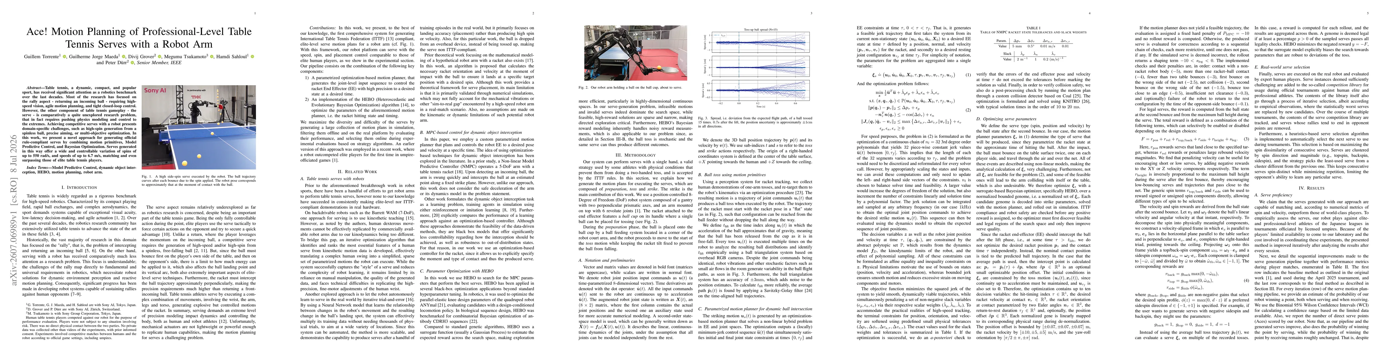 Thumbnail for Ace! Motion Planning of Professional-Level Table Tennis Serves with a Robot Arm