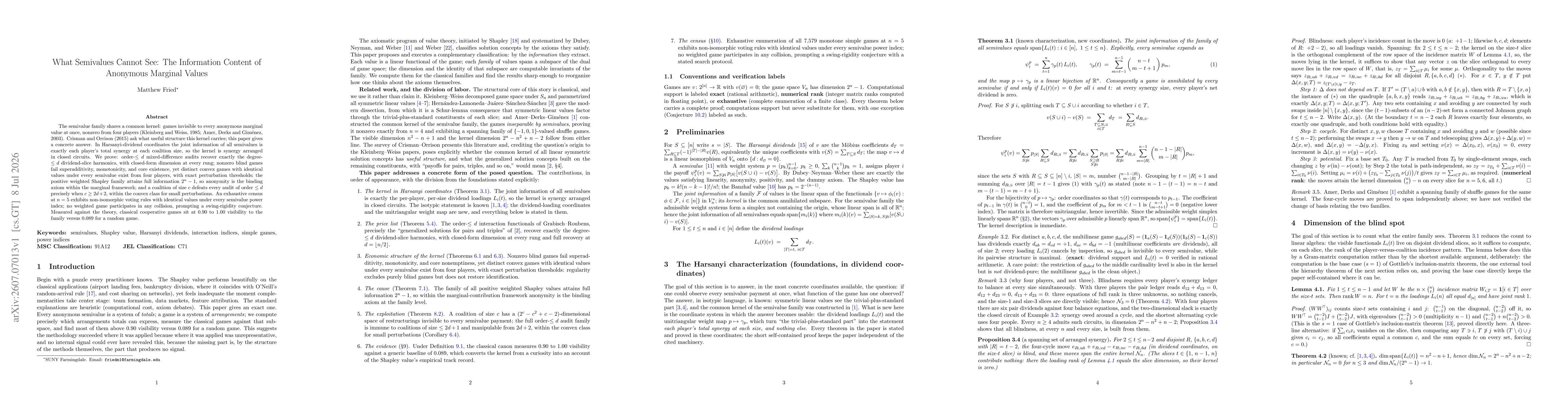 Thumbnail for What Semivalues Cannot See: The Information Content of Anonymous Marginal Values