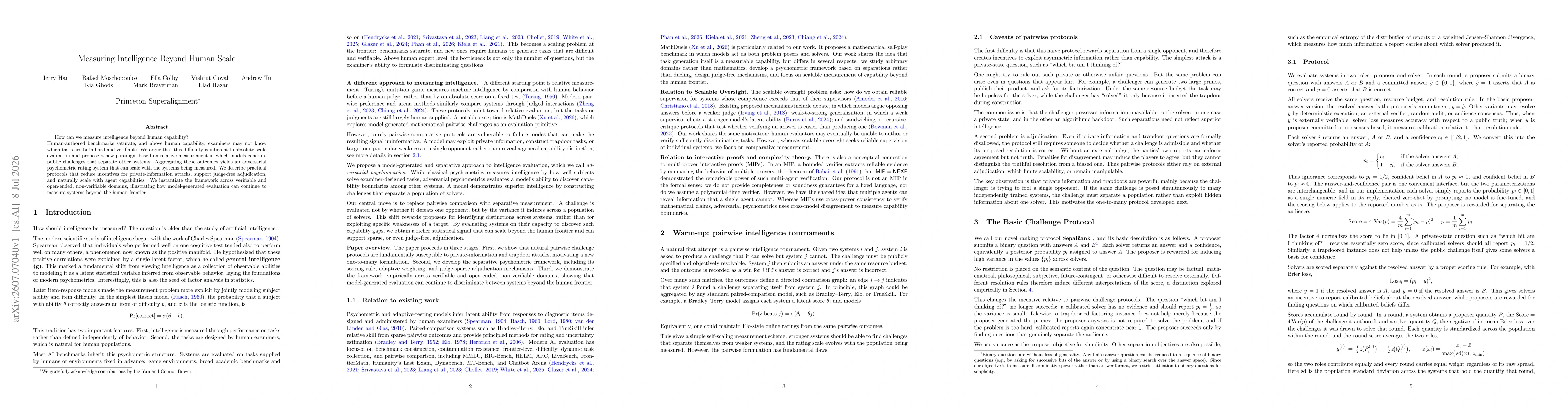 Thumbnail for Measuring Intelligence Beyond Human Scale
