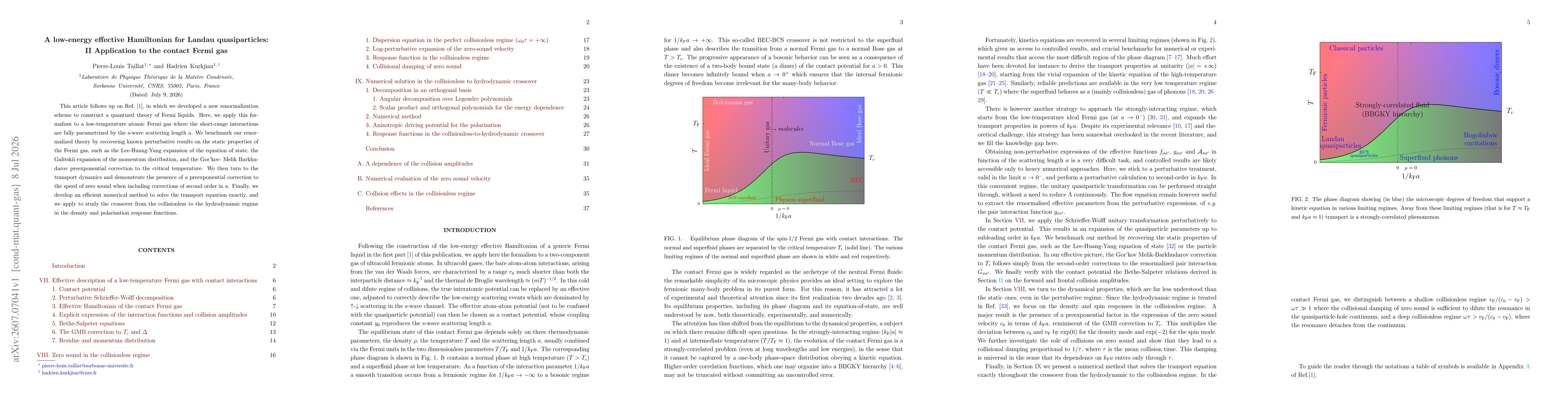 Thumbnail for A low-energy effective Hamiltonian for Landau quasiparticles: II Application to the contact Fermi gas