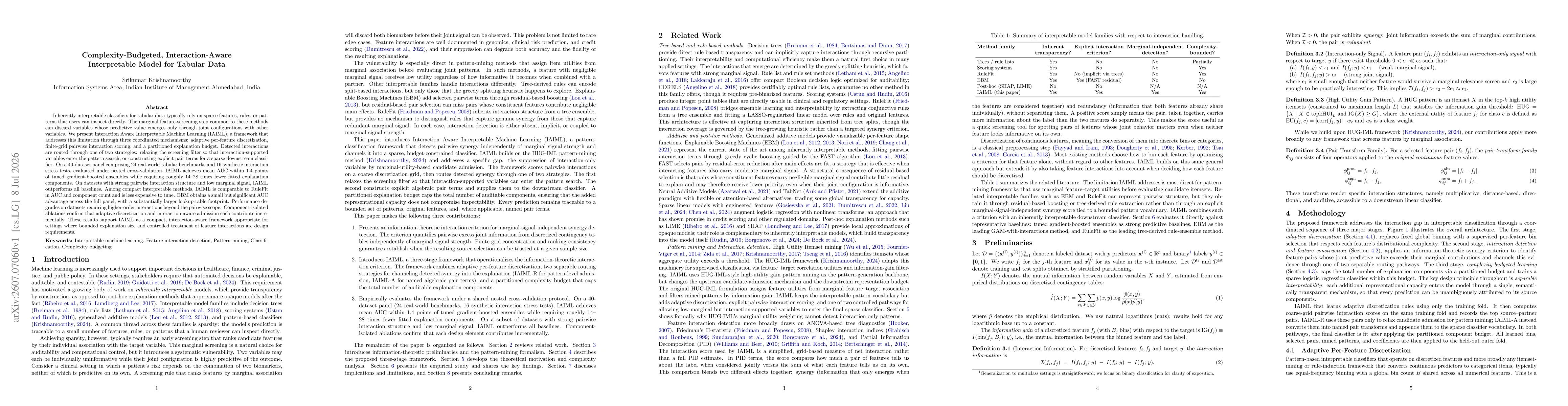 Thumbnail for Complexity-Budgeted, Interaction-Aware Interpretable Model for Tabular Data