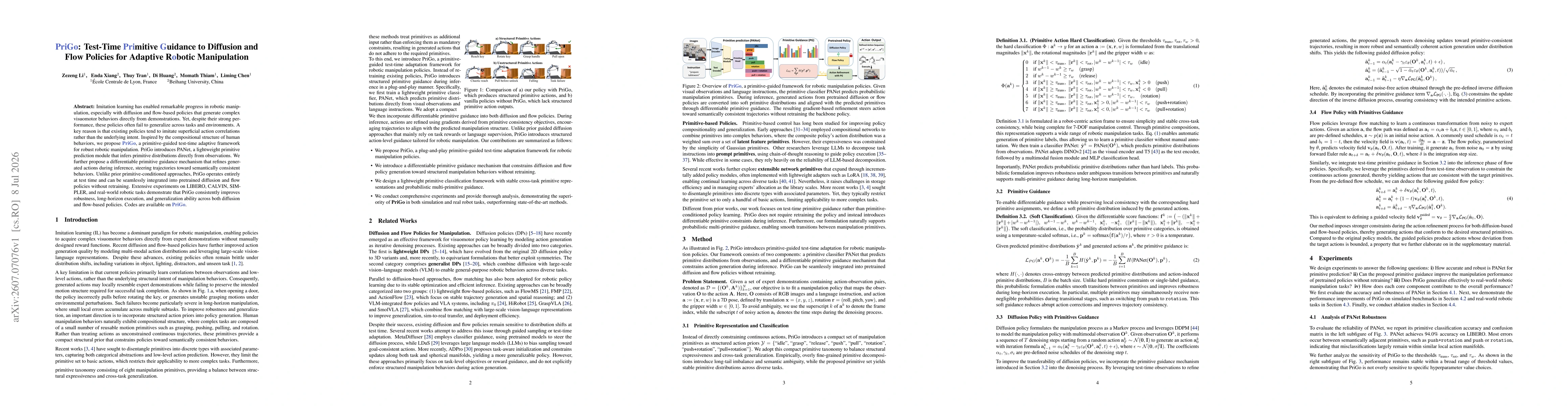Thumbnail for PriGo: Test-Time Primitive Guidance to Diffusion and Flow Policies for Adaptive Robotic Manipulation