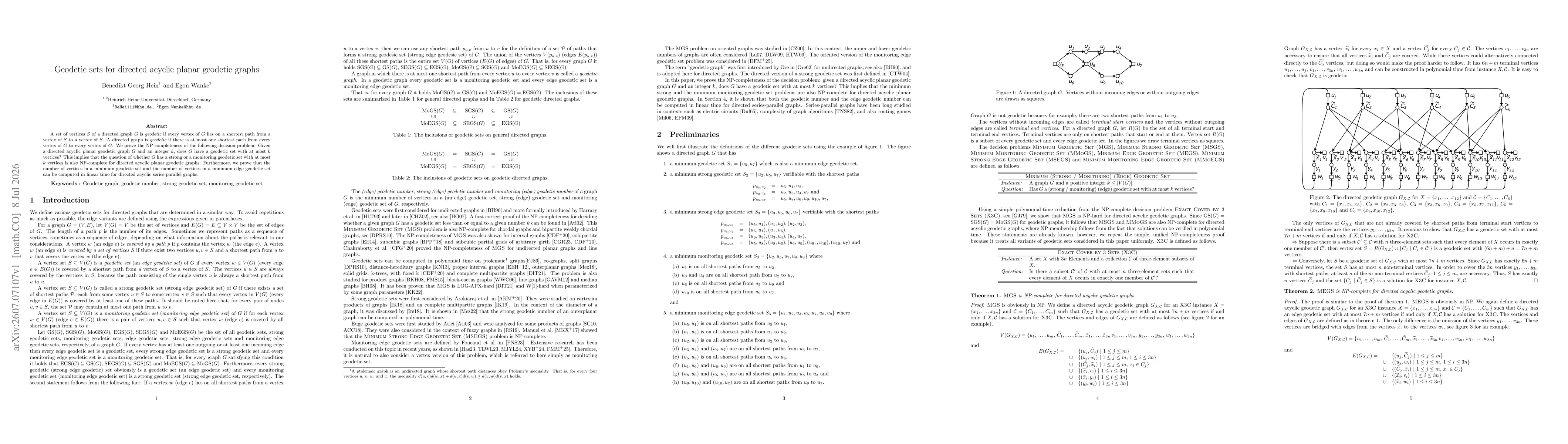 Thumbnail for Geodetic sets for directed acyclic planar geodetic graphs