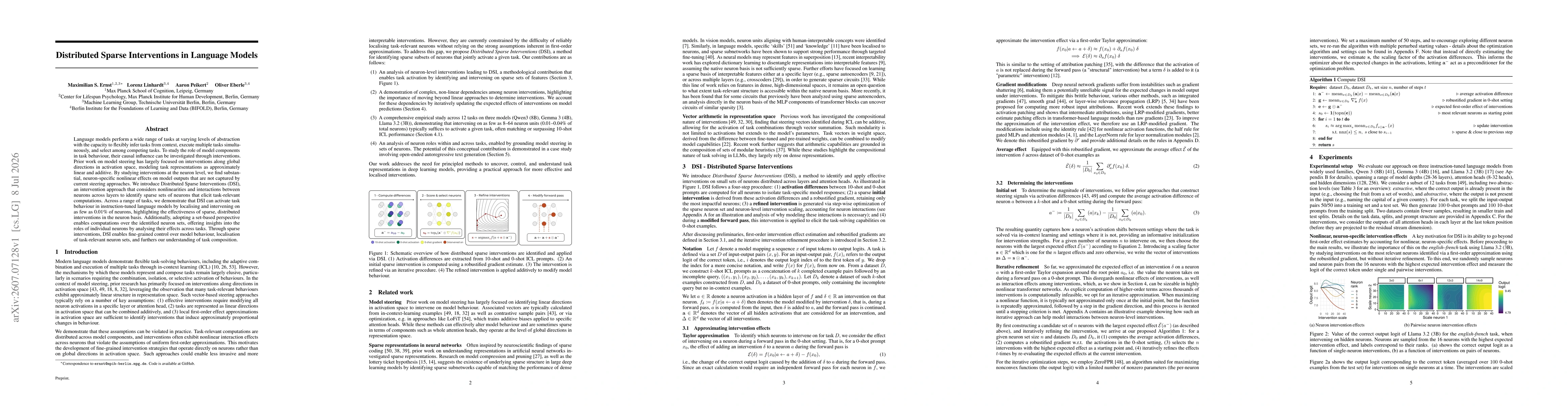 Thumbnail for Distributed Sparse Interventions in Language Models