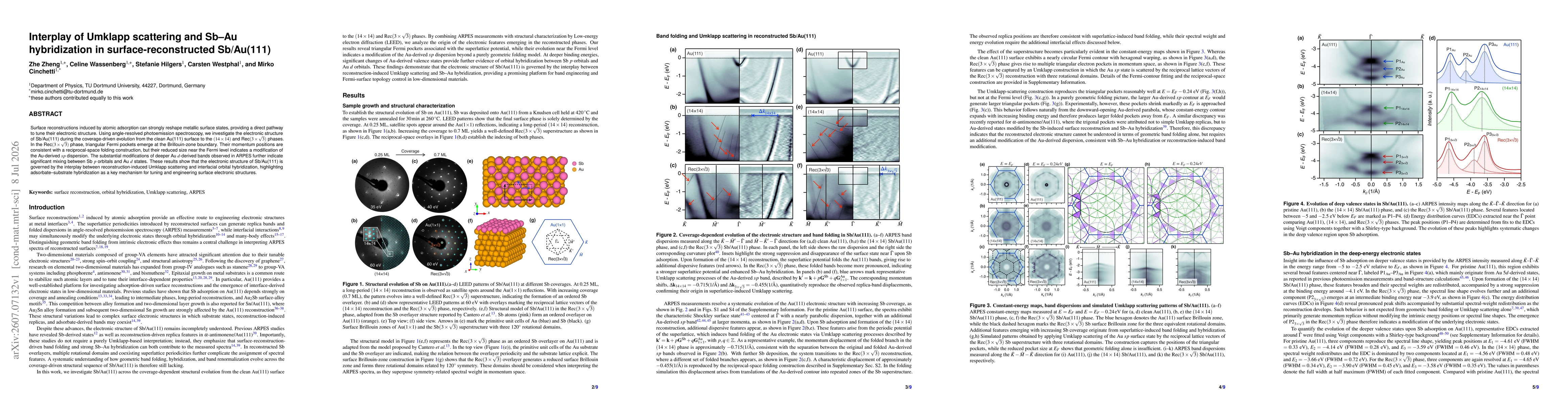 Thumbnail for Interplay of Umklapp scattering and Sb-Au hybridization in surface-reconstructed Sb/Au(111)
