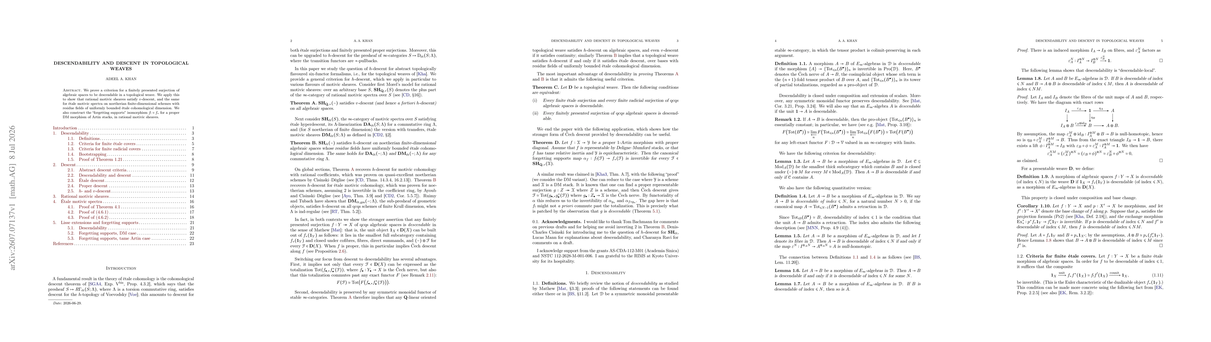 Thumbnail for Descendability and descent in topological weaves