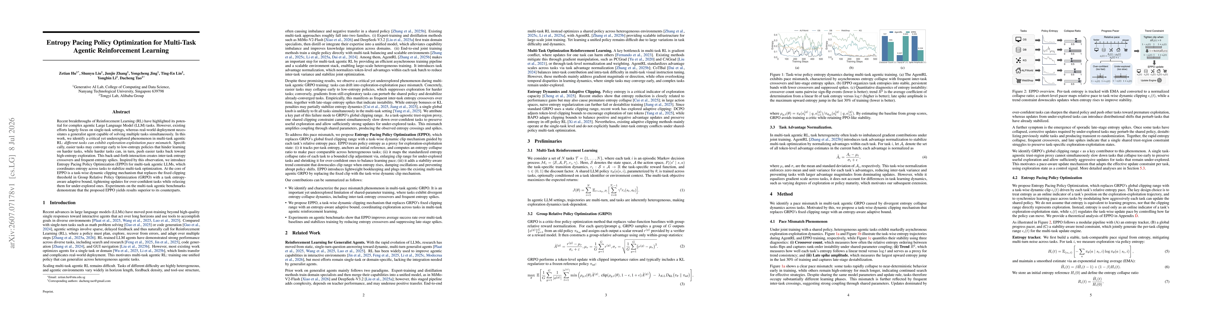 Thumbnail for Entropy Pacing Policy Optimization for Multi-Task Agentic Reinforcement Learning