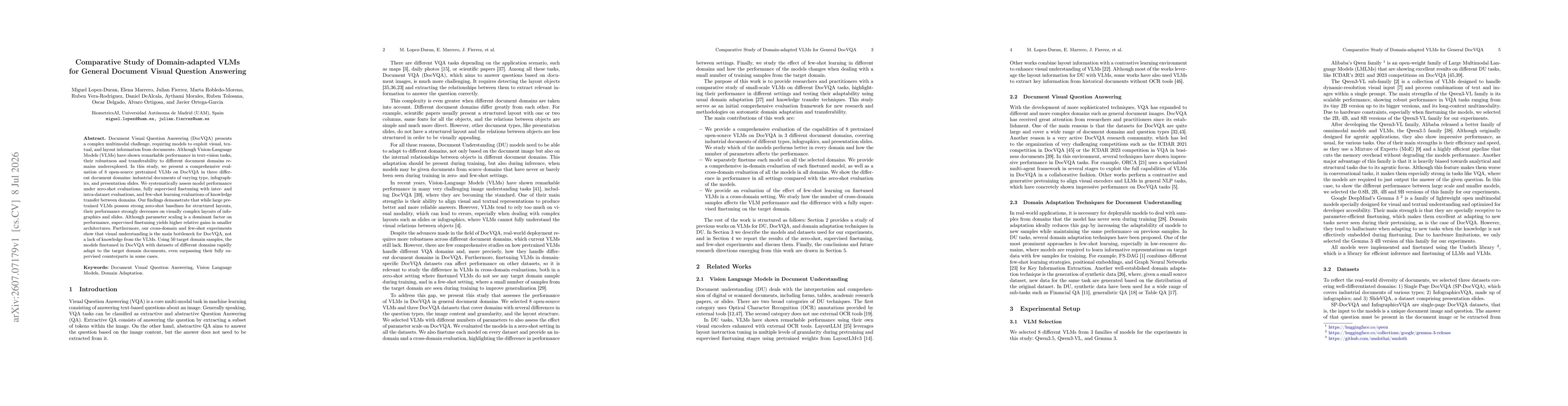 Thumbnail for Comparative Study of Domain-adapted VLMs for General Document Visual Question Answering