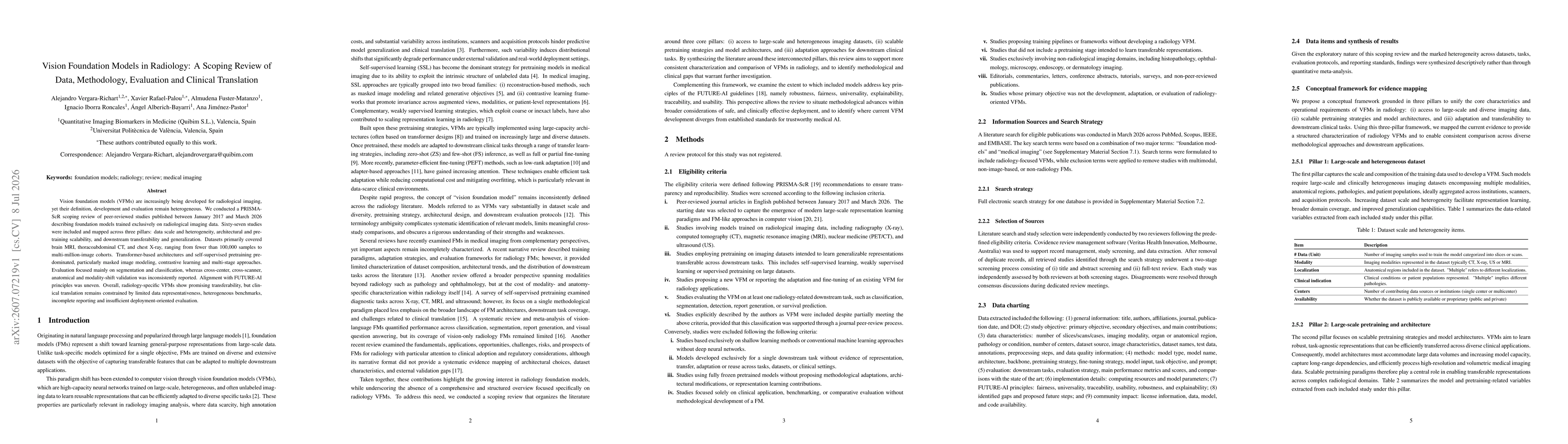 Thumbnail for Vision Foundation Models in Radiology: A Scoping Review of Data, Methodology, Evaluation and Clinical Translation
