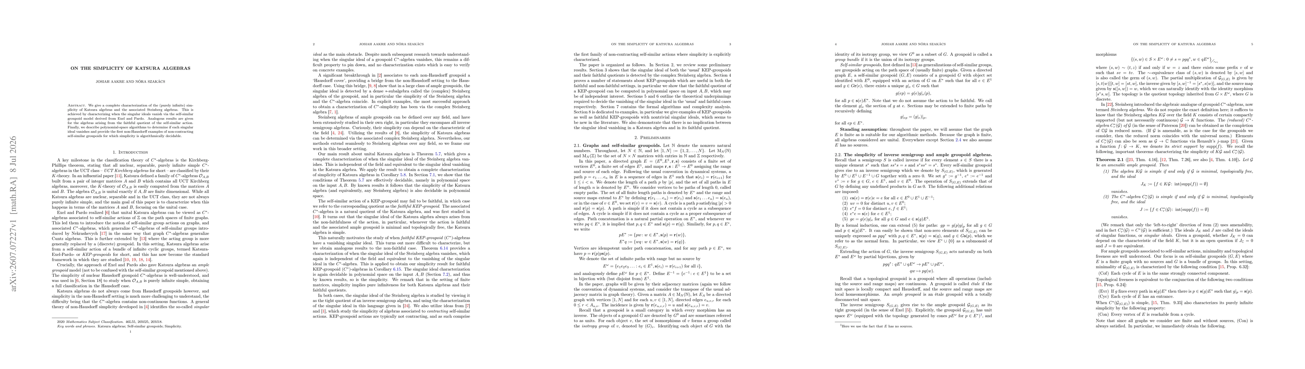 Thumbnail for On the simplicity of Katsura algebras