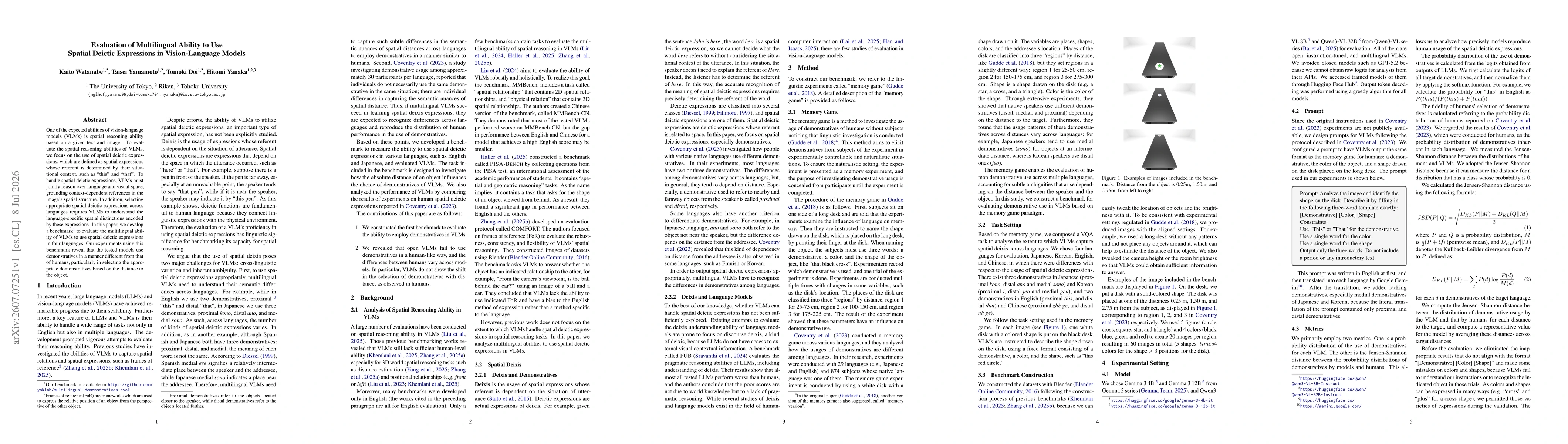Thumbnail for Evaluation of Multilingual Ability to Use Spatial Deictic Expressions in Vision-Language Models