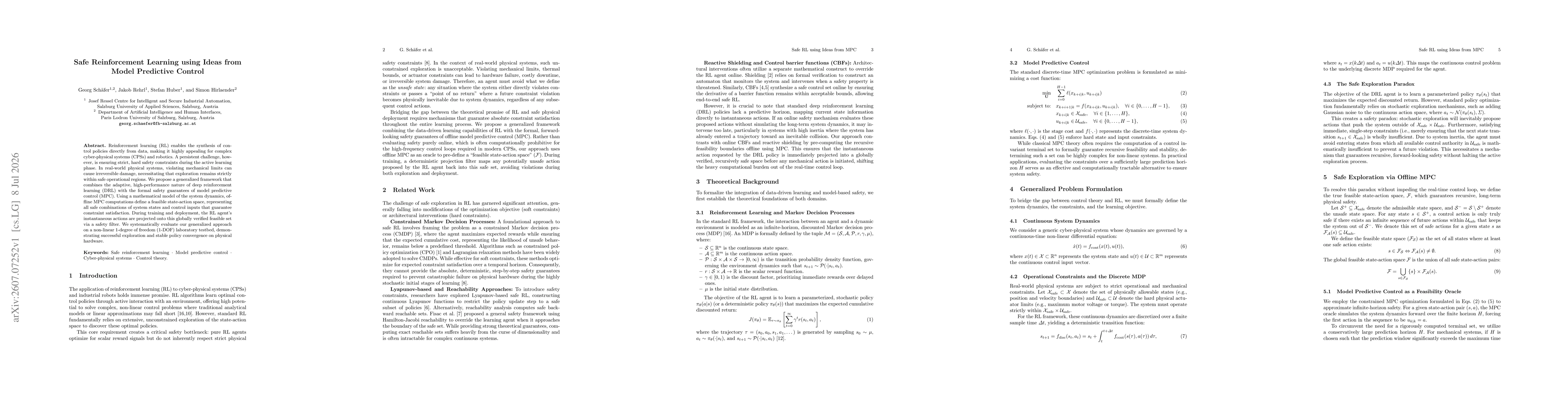 Thumbnail for Safe Reinforcement Learning using Ideas from Model Predictive Control