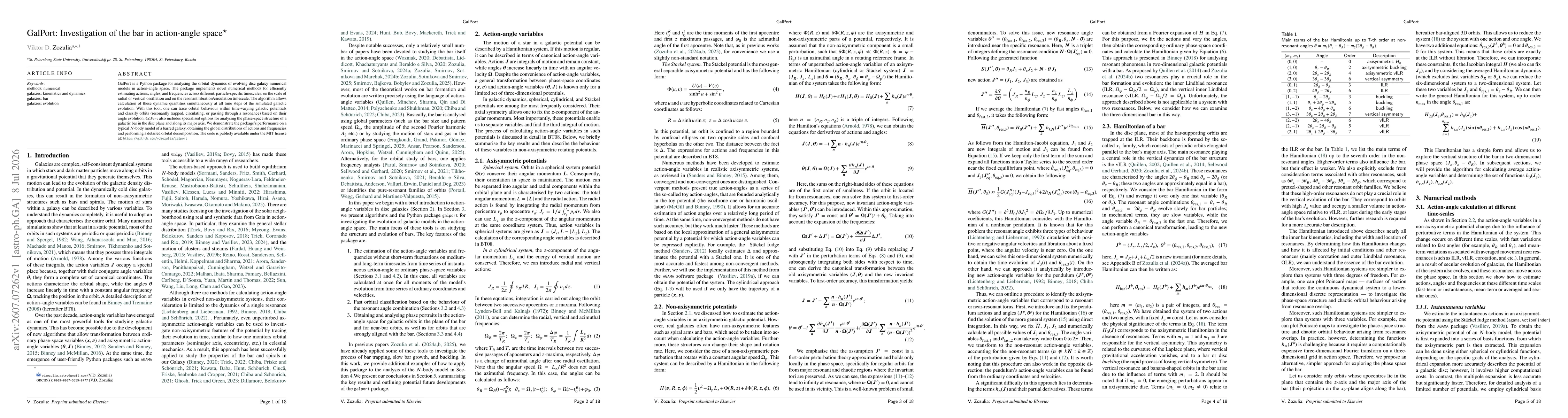 Thumbnail for GalPort: Investigation of the bar in action-angle space