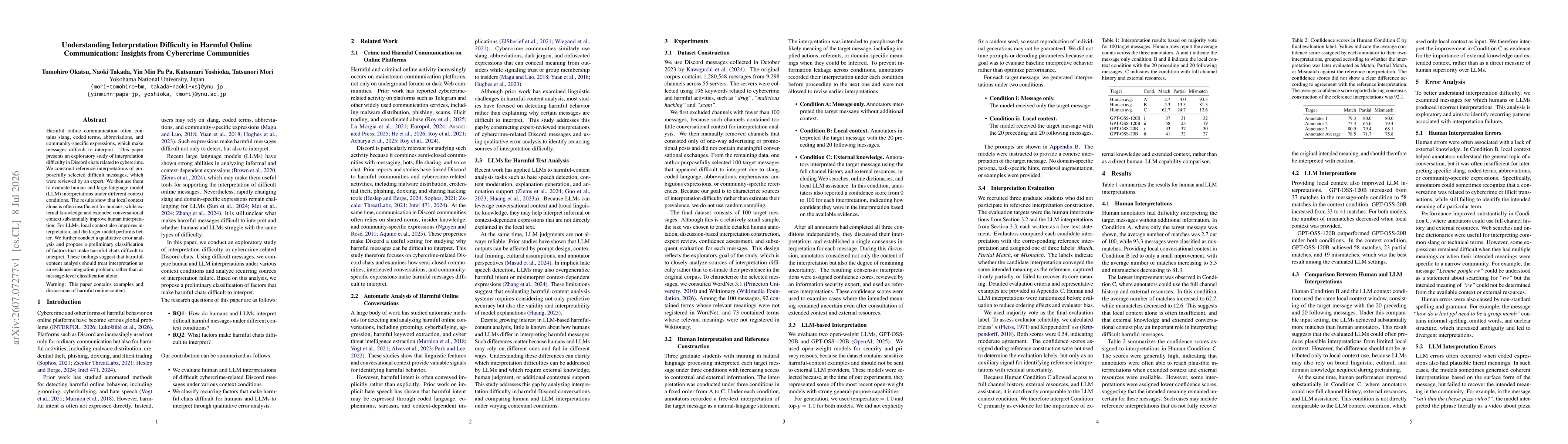 Thumbnail for Understanding Interpretation Difficulty in Harmful Online Communication: Insights from Cybercrime Communities