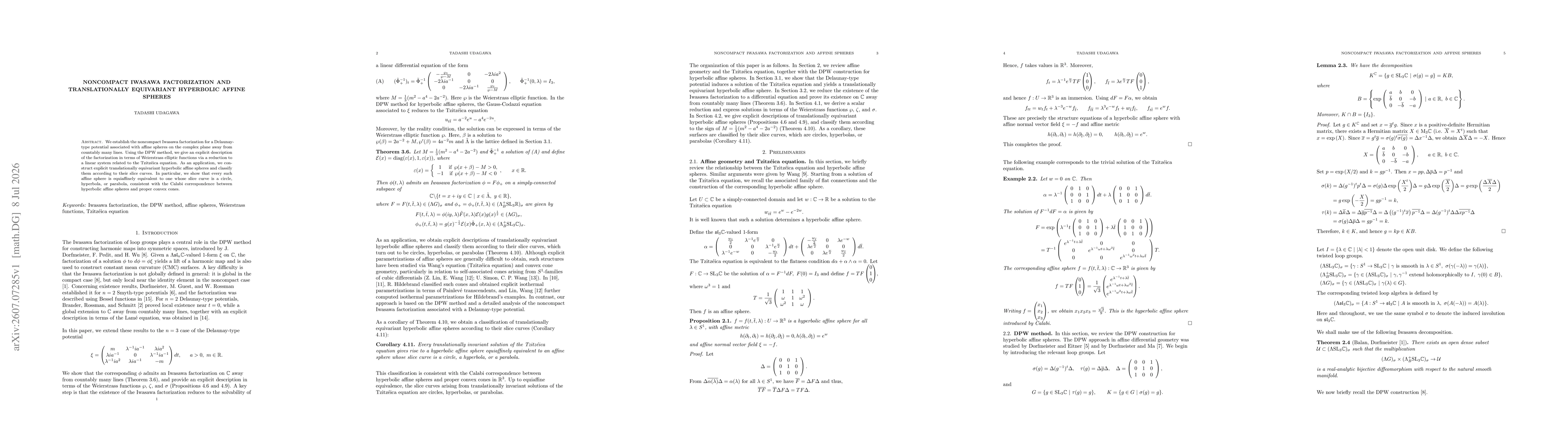 Thumbnail for Noncompact Iwasawa factorization and translationally equivariant hyperbolic affine spheres