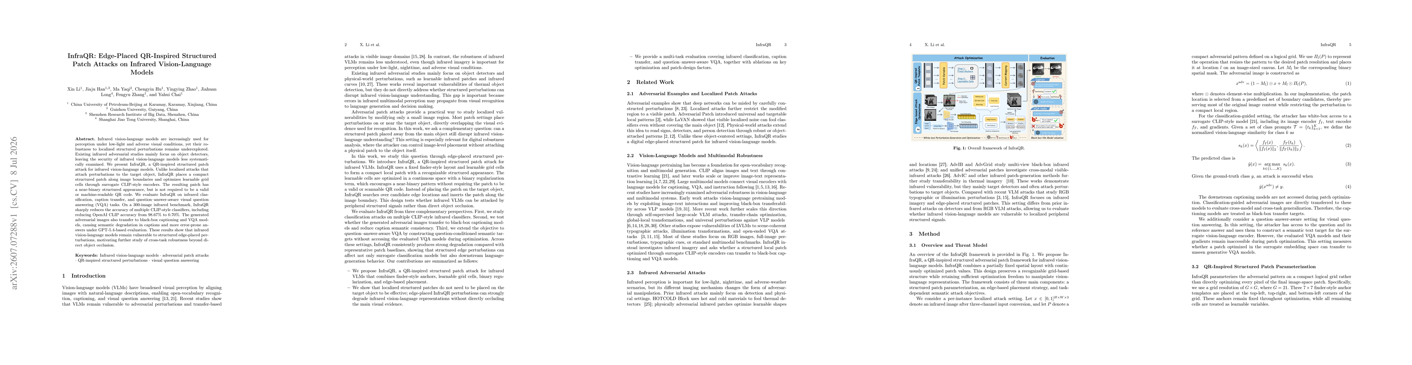 Thumbnail for InfraQR: Edge-Placed QR-Inspired Structured Patch Attacks on Infrared Vision-Language Models
