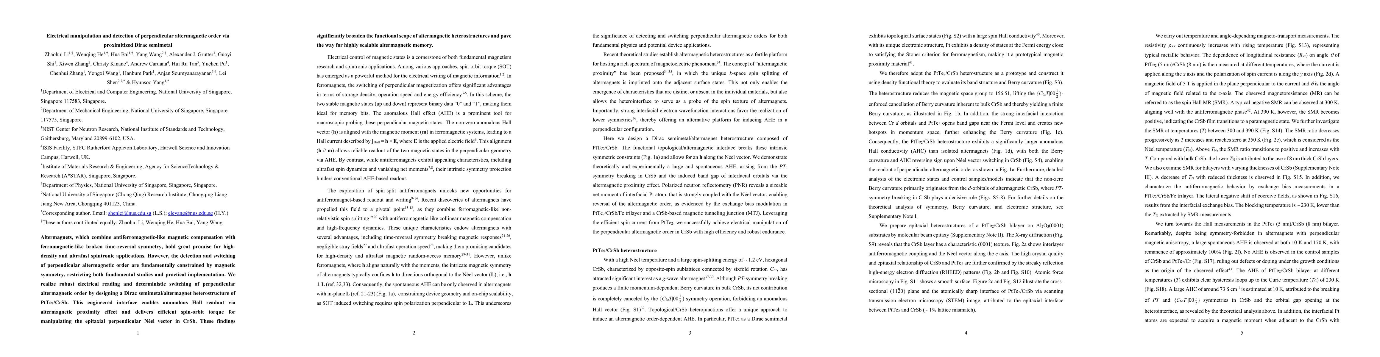 Thumbnail for Electrical manipulation and detection of perpendicular altermagnetic order via proximitized Dirac semimetal
