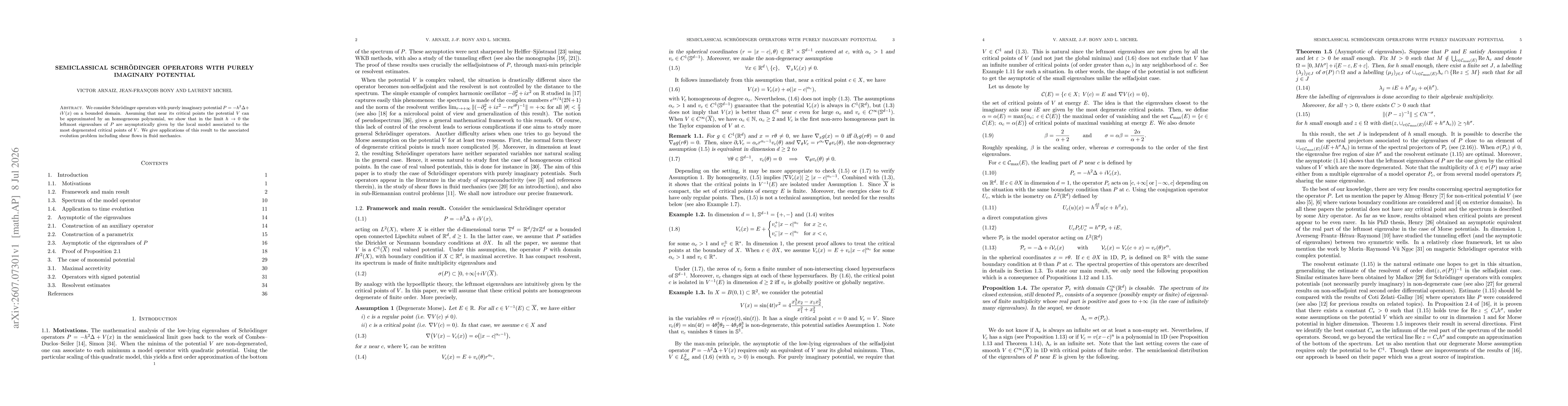 Thumbnail for Semiclassical Schrödinger operators with purely imaginary potential