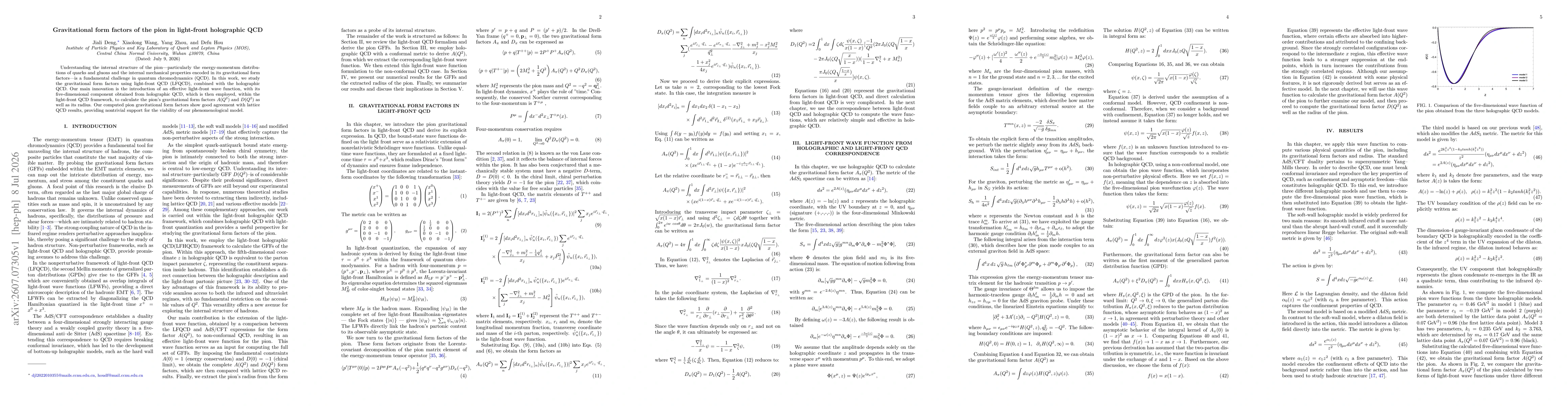 Thumbnail for Gravitational form factors of the pion in light-front holographic QCD