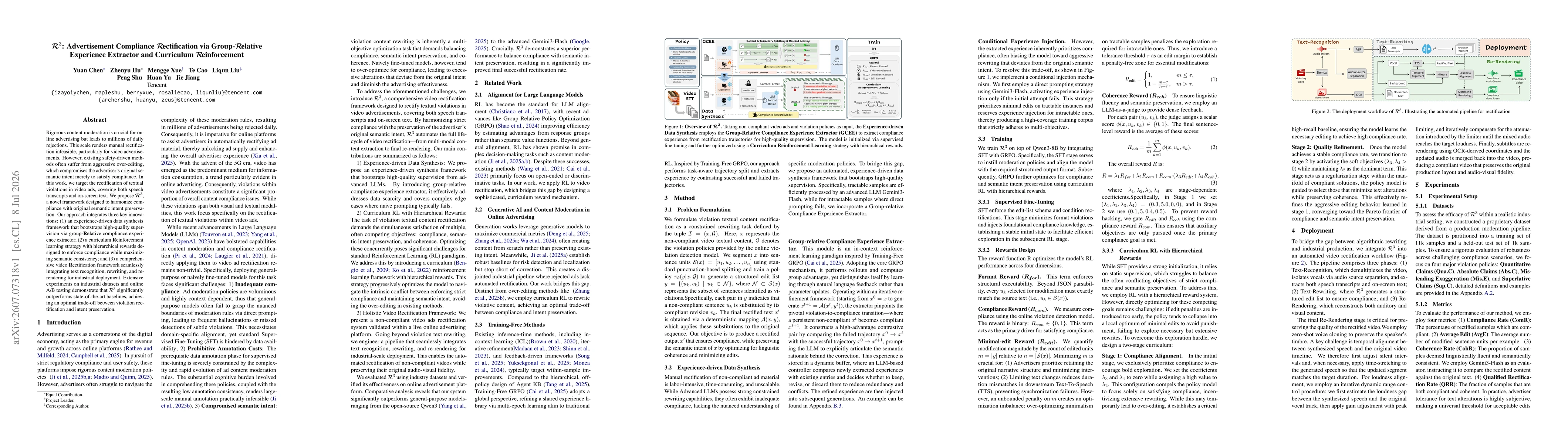 Thumbnail for R^3: Advertisement Compliance Rectification via Group-Relative Experience Extractor and Curriculum Reinforcement