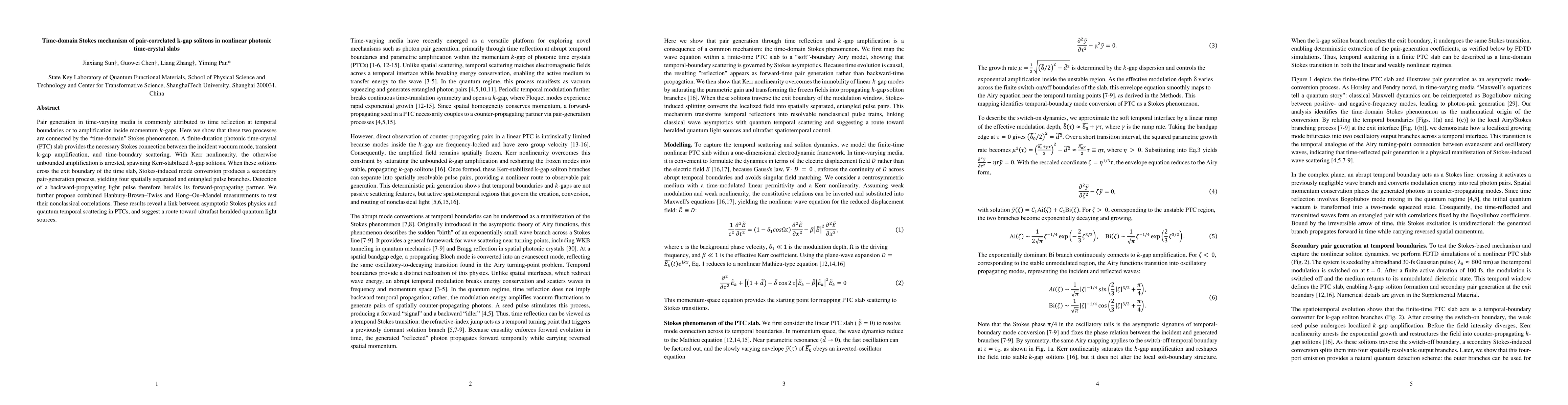 Thumbnail for Time domain Stokes mechanism of pair correlated k gap solitons in nonlinear photonic time crystal slabs