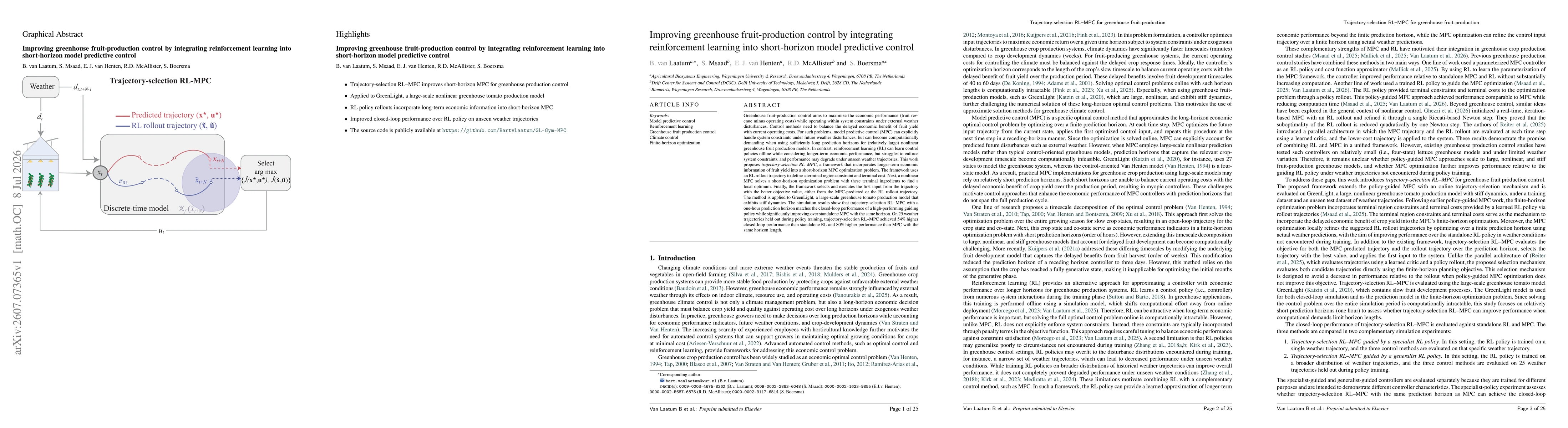 Thumbnail for Improving greenhouse fruit-production control by integrating reinforcement learning into short-horizon model predictive control