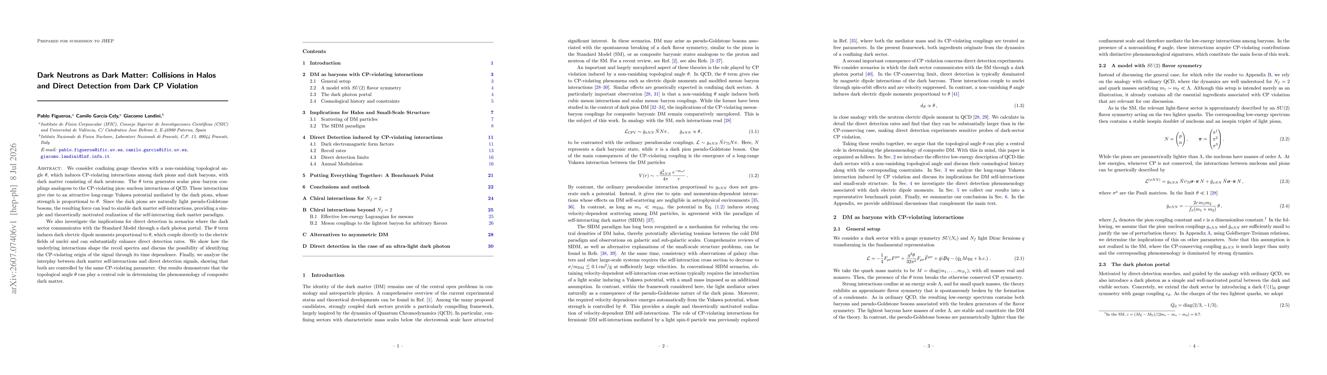 Thumbnail for Dark Neutrons as Dark Matter: Collisions in Halos and Direct Detection from Dark CP Violation