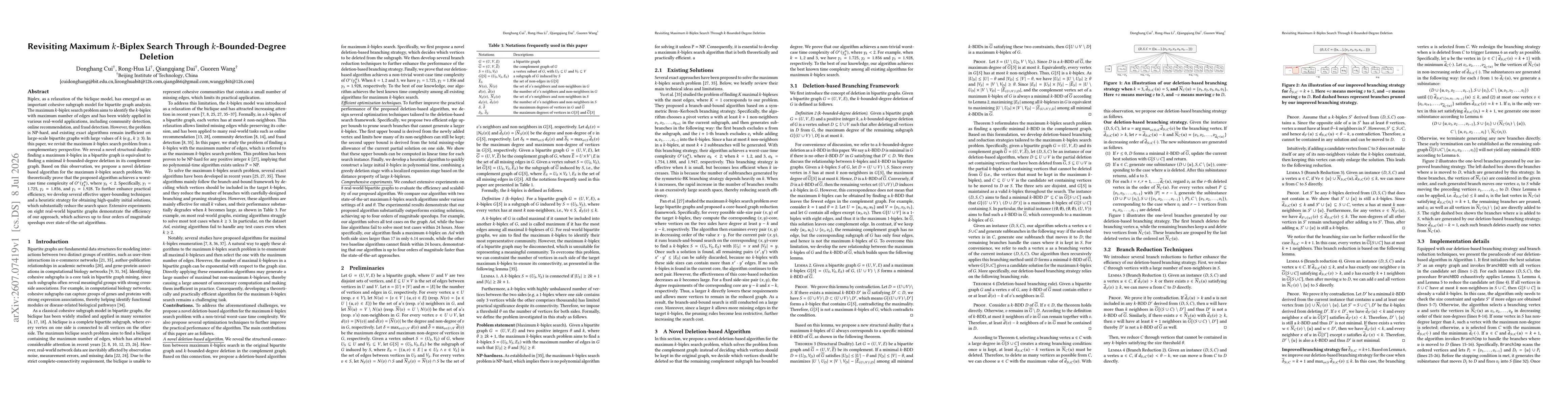 Thumbnail for Revisiting Maximum $k$-Biplex Search Through $k$-Bounded-Degree Deletion