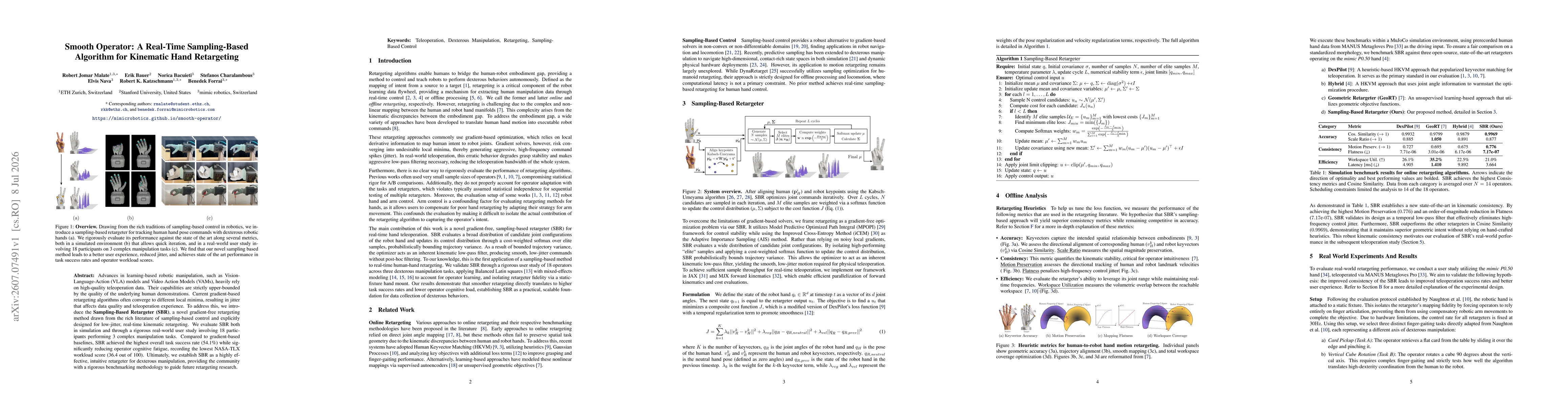 Thumbnail for Smooth Operator: A Real-Time Sampling-Based Algorithm for Kinematic Hand Retargeting