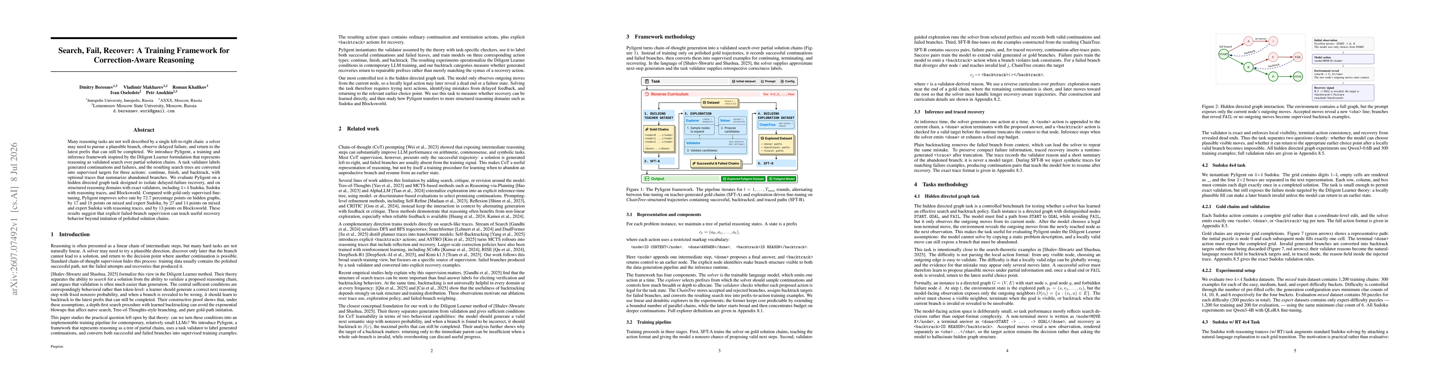 Thumbnail for Search, Fail, Recover: A Training Framework for Correction-Aware Reasoning