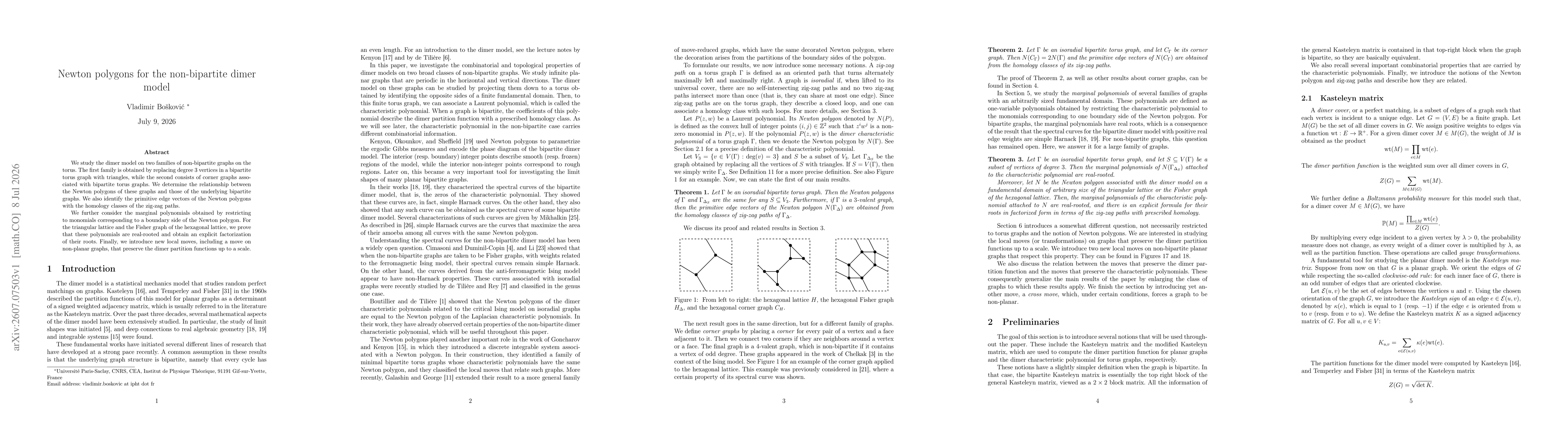 Thumbnail for Newton polygons for the non-bipartite dimer model