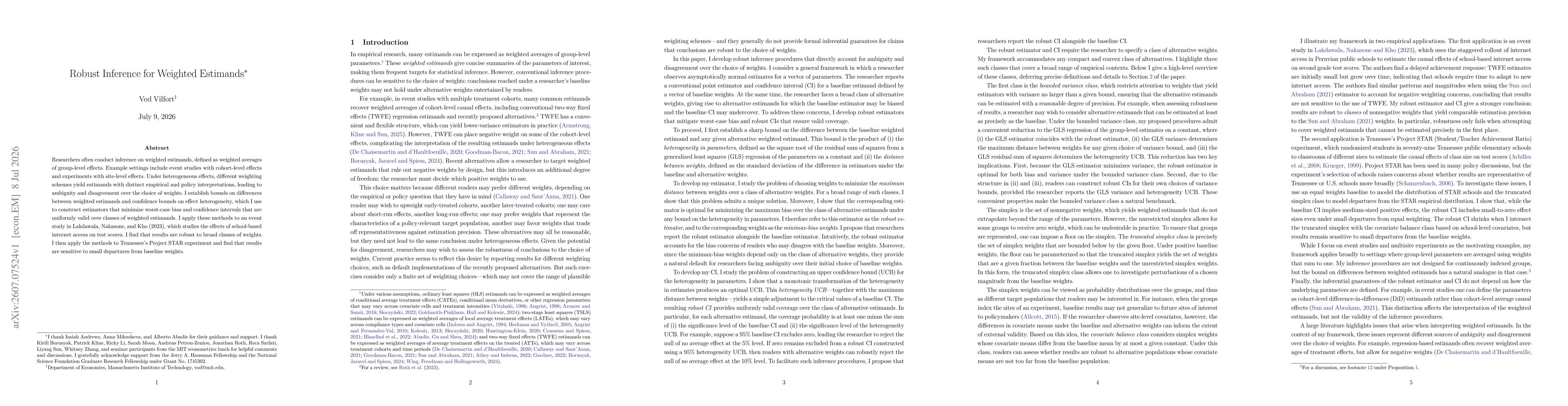 Thumbnail for Robust Inference for Weighted Estimands