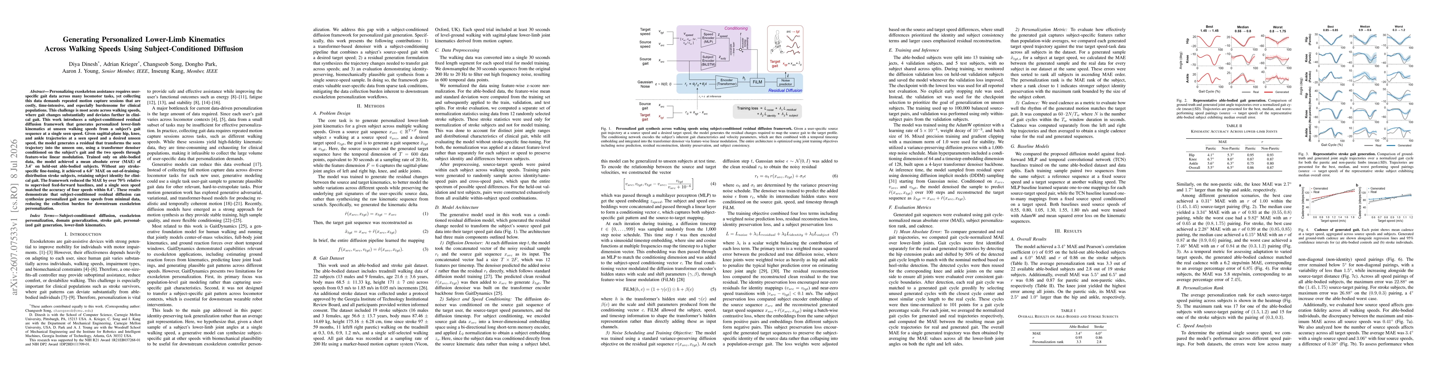 Thumbnail for Generating Personalized Lower-Limb Kinematics Across Walking Speeds Using Subject-Conditioned Diffusion