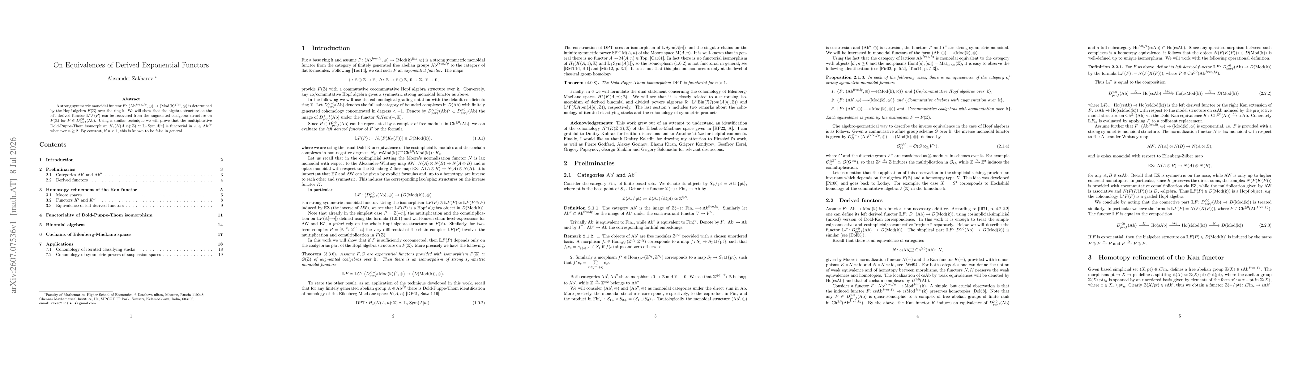 Thumbnail for On Equivalences of Derived Exponential Functors