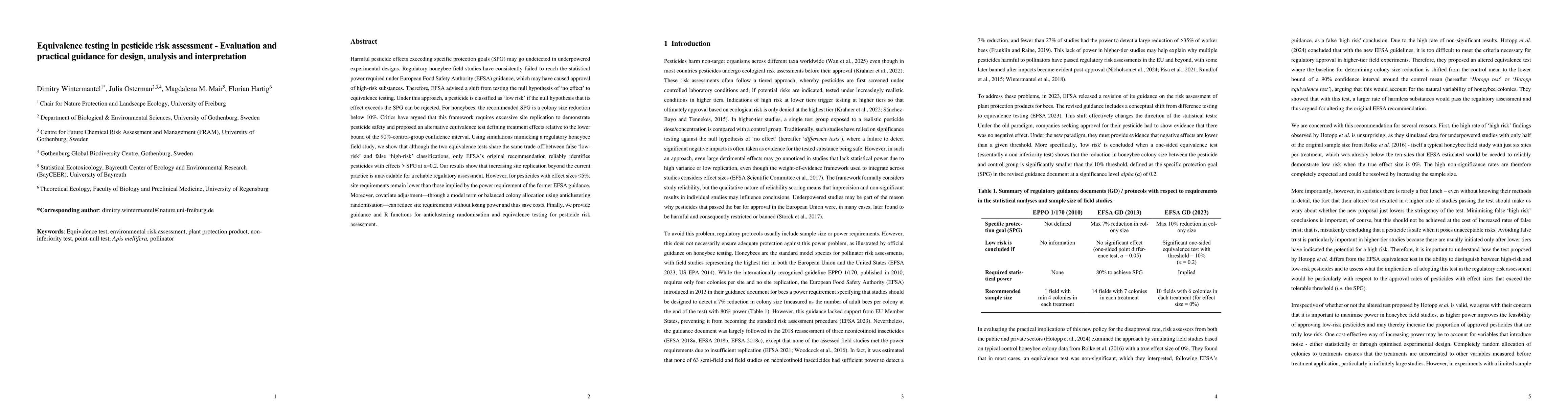 Thumbnail for Equivalence testing in pesticide risk assessment -- Evaluation and practical guidance for design, analysis and interpretation