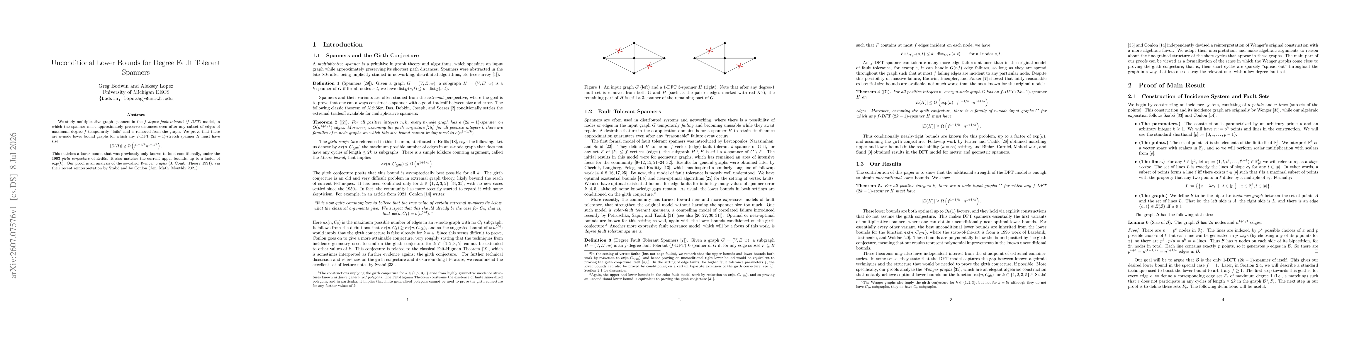 Thumbnail for Unconditional Lower Bounds for Degree Fault Tolerant Spanners