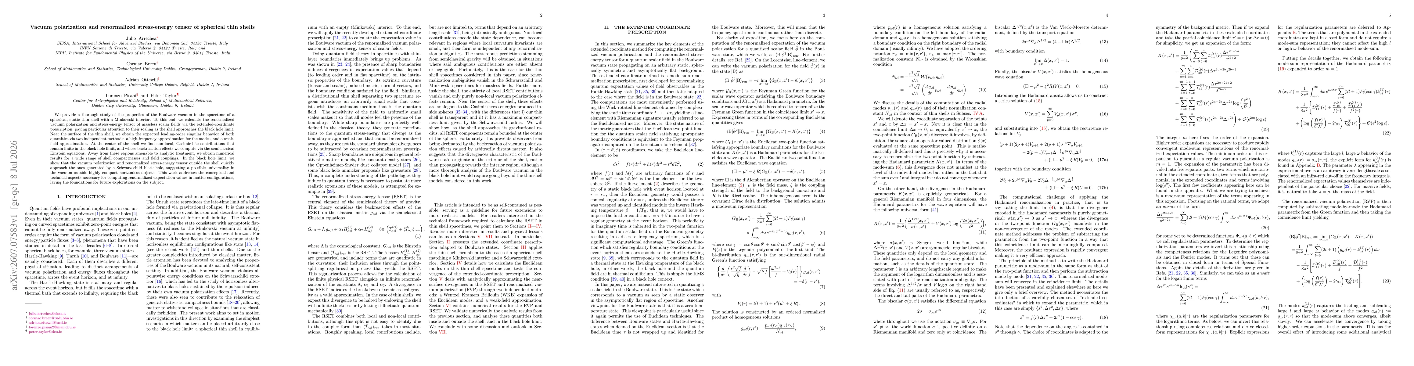 Thumbnail for Vacuum polarization and renormalized stress-energy tensor of spherical thin shells