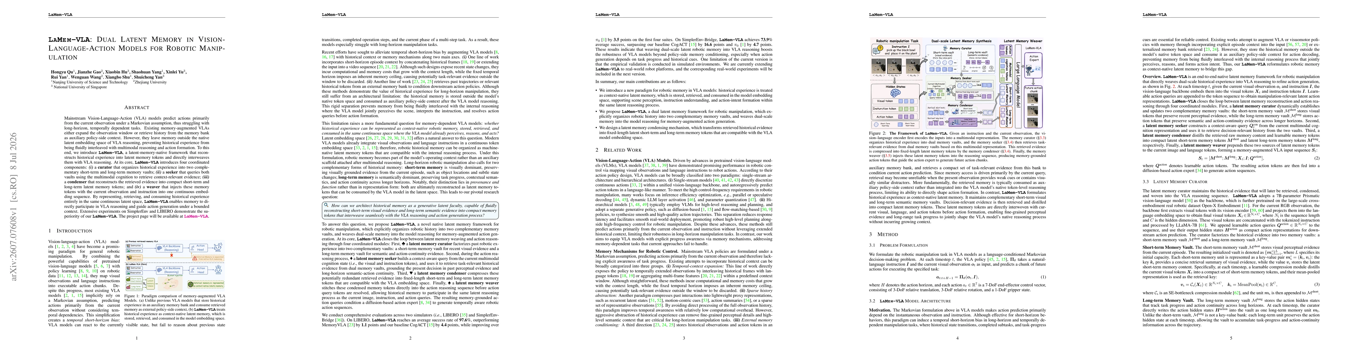 Thumbnail for Dual Latent Memory in Vision-Language-Action Models for Robotic Manipulation