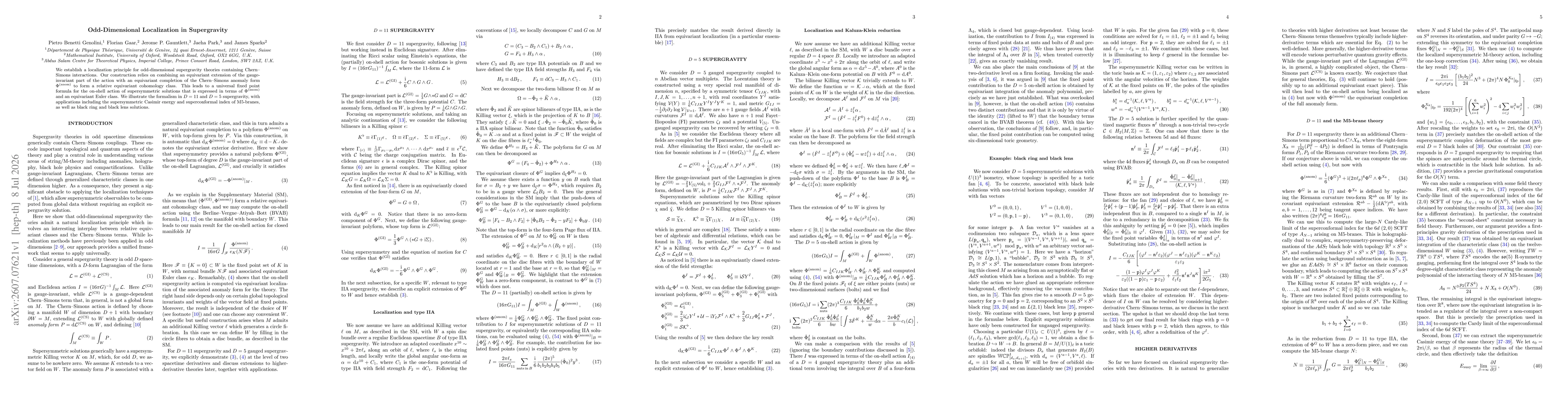 Thumbnail for Odd-Dimensional Localization in Supergravity
