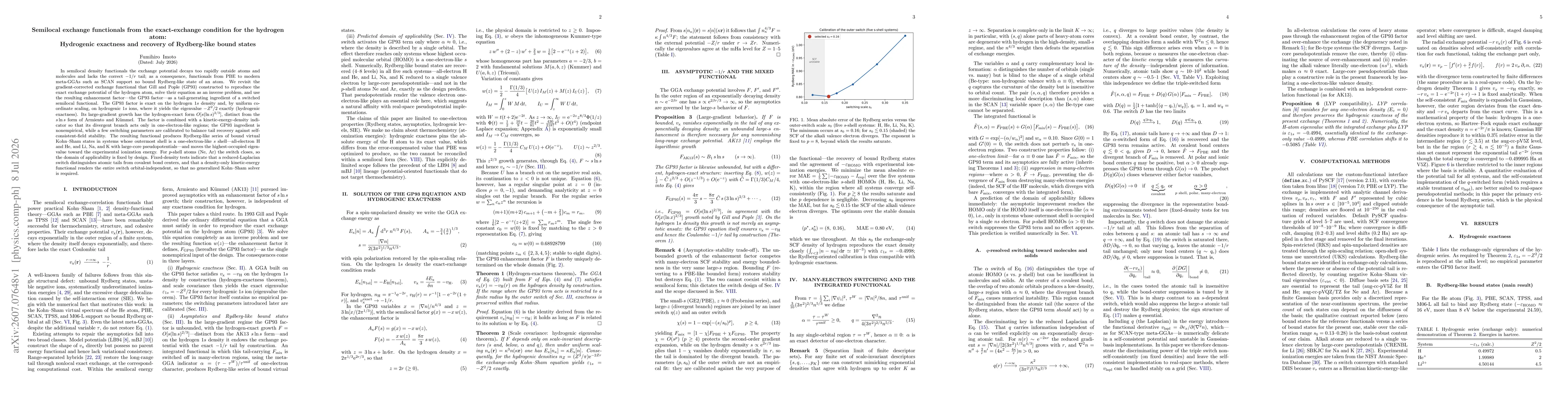 Thumbnail for Semilocal exchange functionals from the exact-exchange condition for the hydrogen atom: Hydrogenic exactness and recovery of Rydberg-like bound states