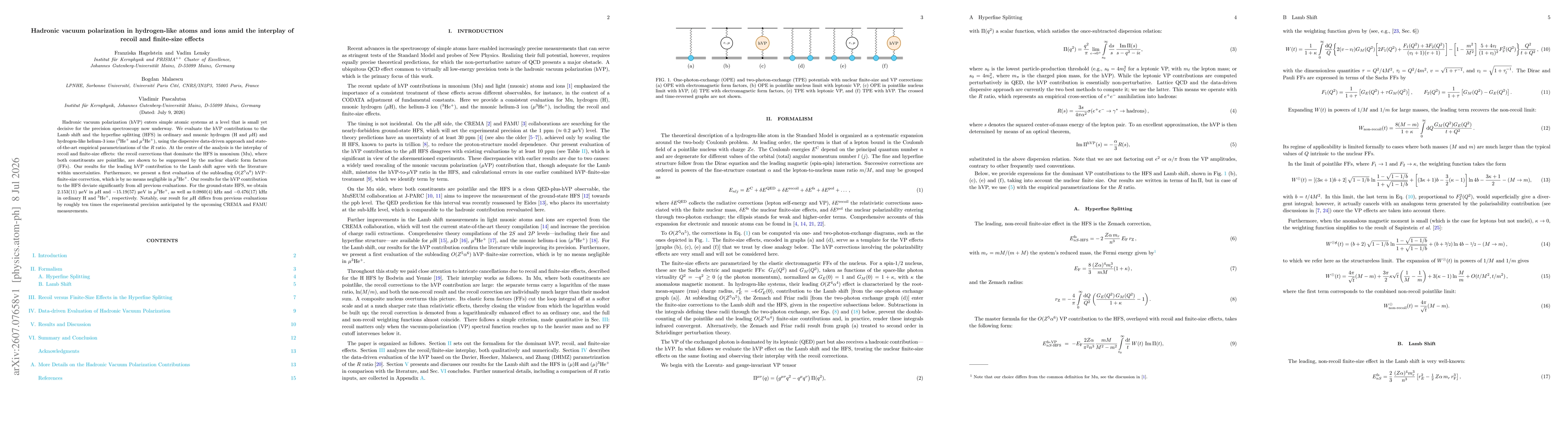 Thumbnail for Hadronic vacuum polarization in hydrogen-like atoms and ions amid the interplay of recoil and finite-size effects