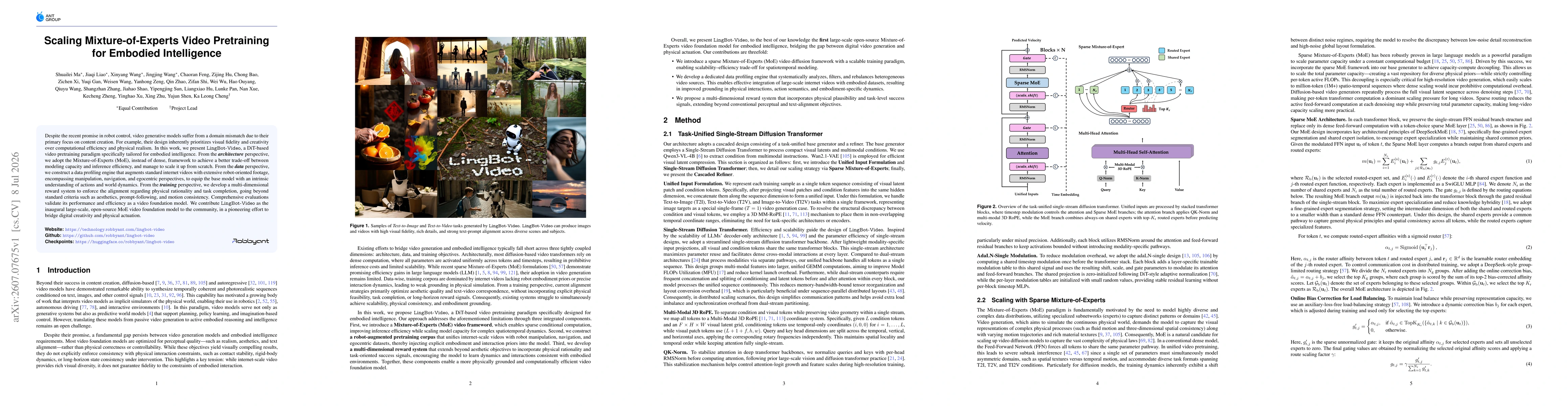 Thumbnail for Scaling Mixture-of-Experts Video Pretraining for Embodied Intelligence