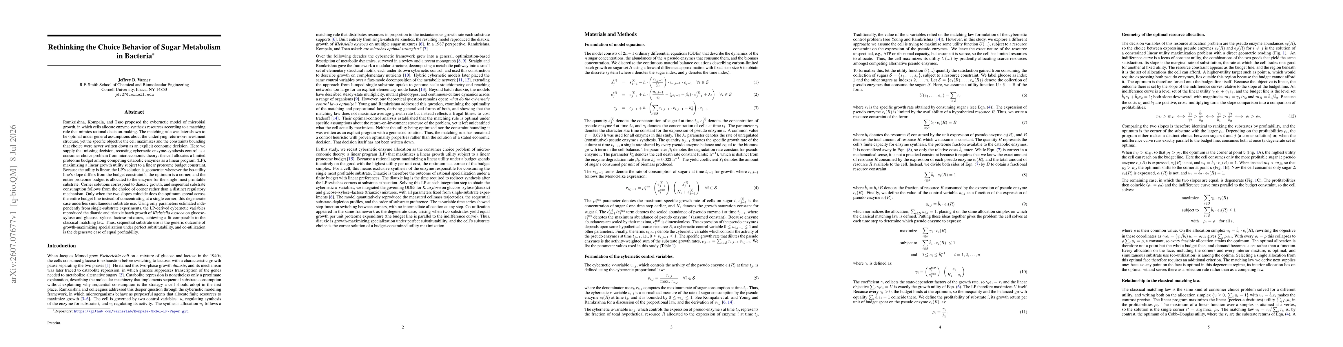 Thumbnail for Rethinking the Choice Behavior of Sugar Metabolism in Bacteria
