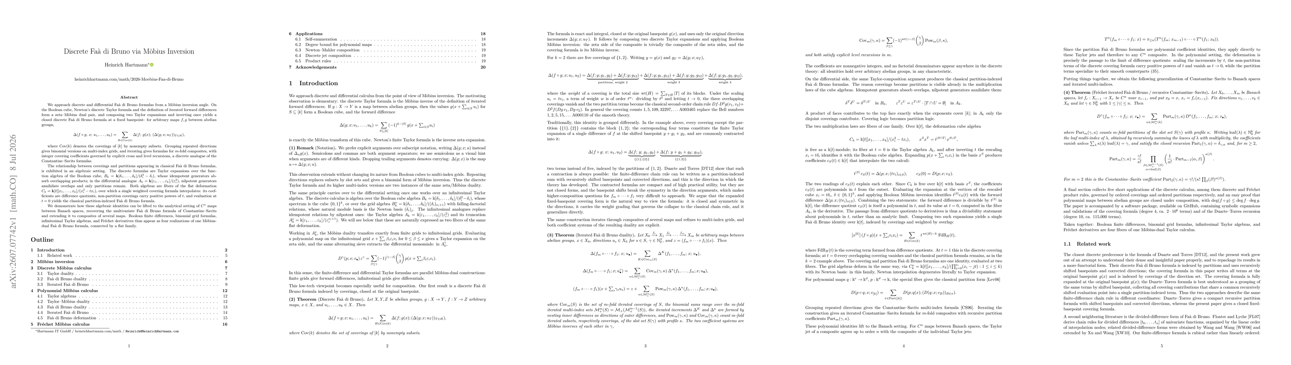 Thumbnail for Discrete Faà di Bruno via Möbius Inversion
