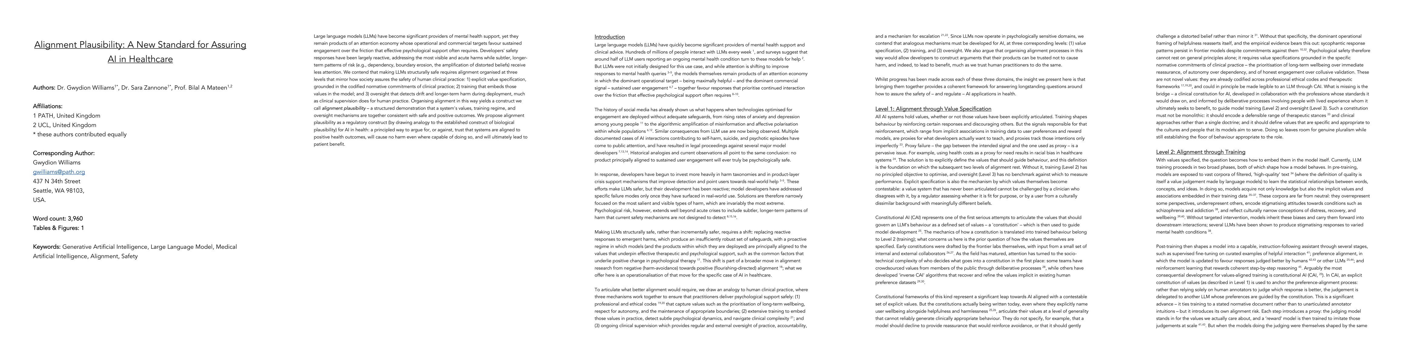 Thumbnail for Alignment Plausibility: A New Standard for Assuring AI in Healthcare