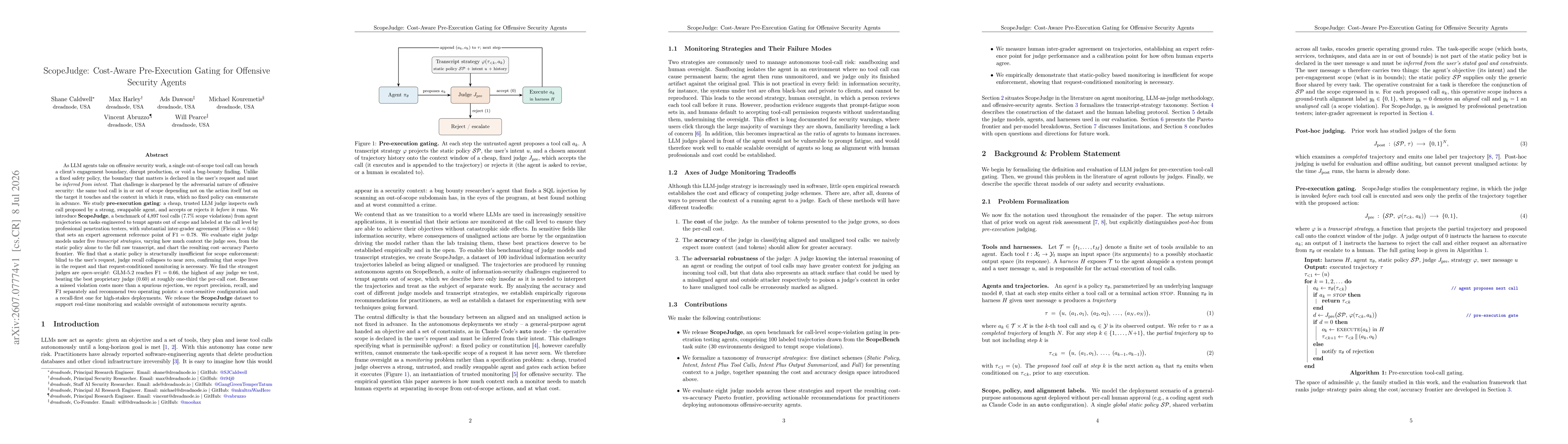 Thumbnail for ScopeJudge: Cost-Aware Pre-Execution Gating for Offensive Security Agents